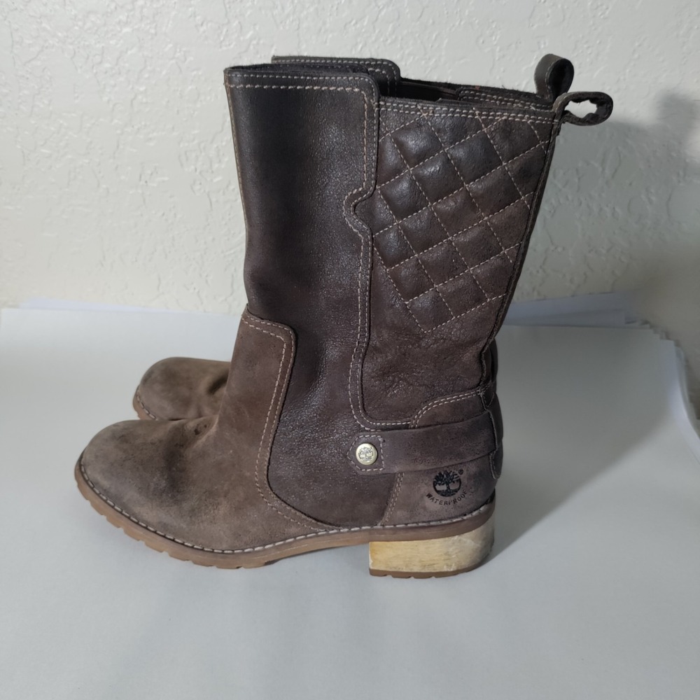 Timberland Earthkeepers Boots Women 8.5 Brown Leather Apley Mid Calf Waterproof